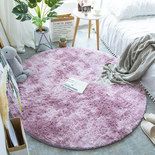 Fluffy Round Rug Carpets for Living Room Decor.