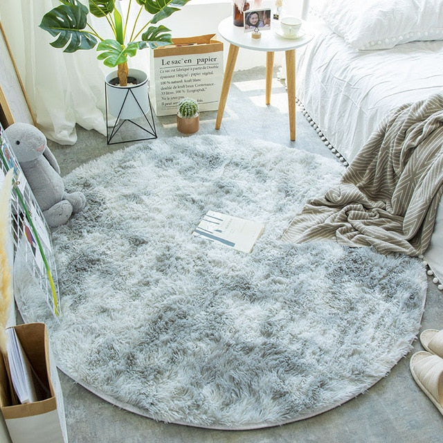 Fluffy Round Rug Carpets for Living Room Decor.