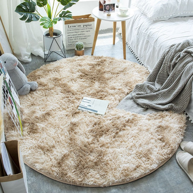 Fluffy Round Rug Carpets for Living Room Decor.