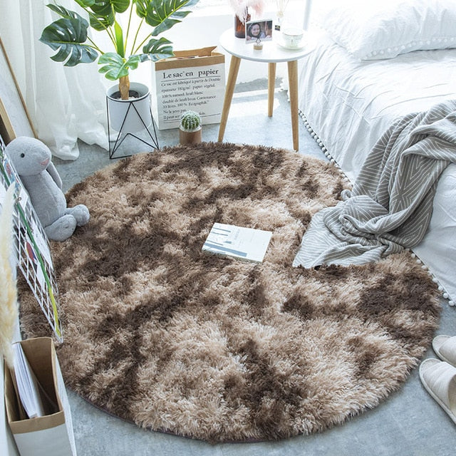 Fluffy Round Rug Carpets for Living Room Decor.