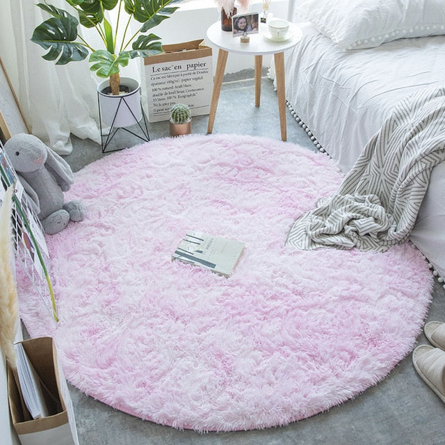 Fluffy Round Rug Carpets for Living Room Decor.