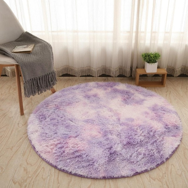 Fluffy Round Rug Carpets for Living Room Decor.