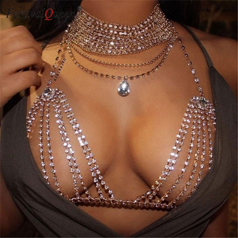 Sexy Crystal Rhinestones Body Jewelry.