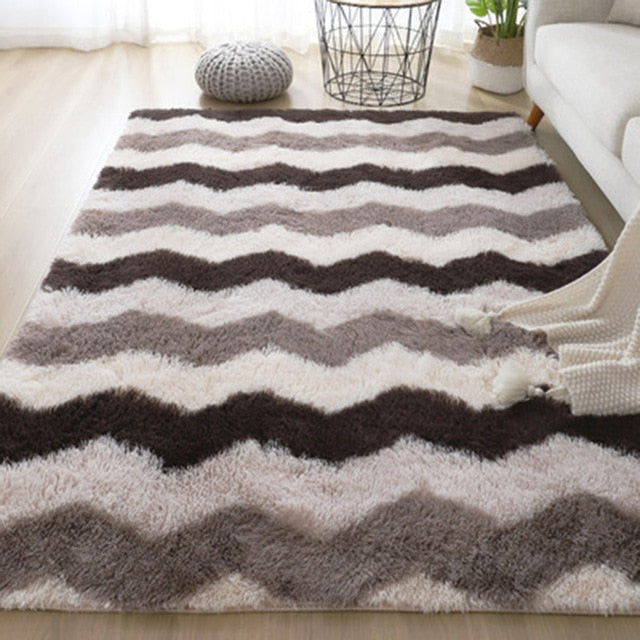 Grey Carpet Tie Dyeing Plush Soft Carpets.