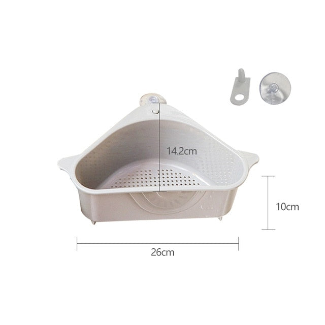 Multifunctional Triangular Corner Sink Drain Rack/Shelf Suction Cup.