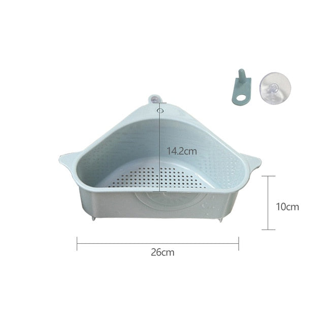 Multifunctional Triangular Corner Sink Drain Rack/Shelf Suction Cup.