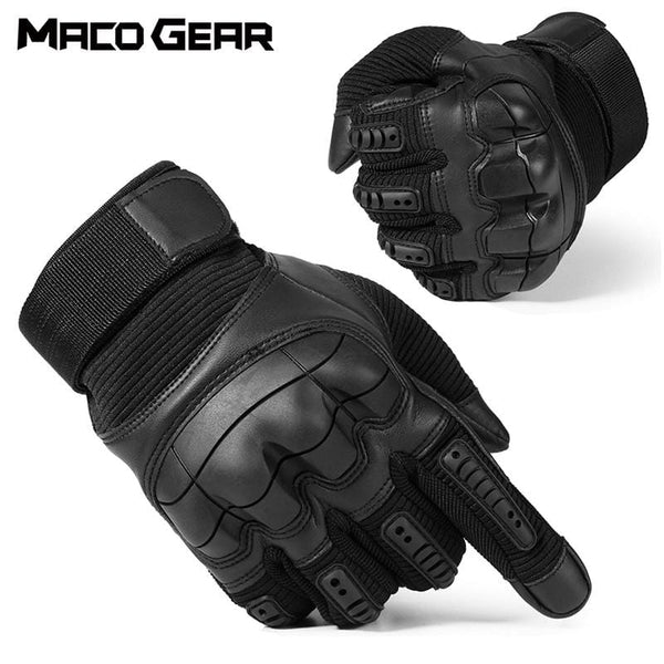 Touch Screen Hard Knuckle Tactical Gloves PU Leather.