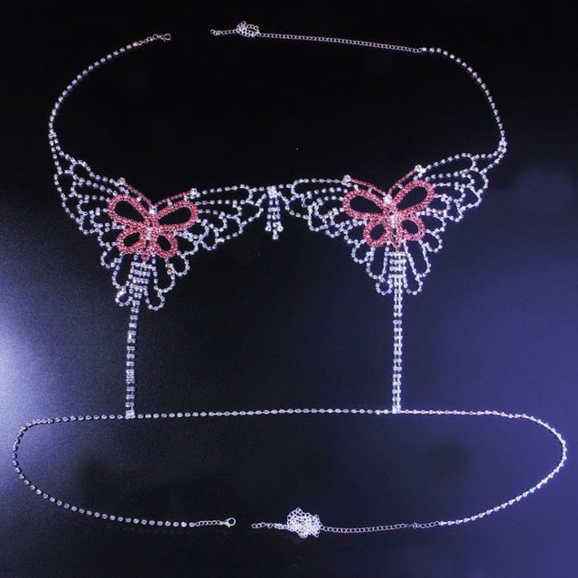 Stonefans Shiny Sexy Rhinestone Butterfly Bralette Set.