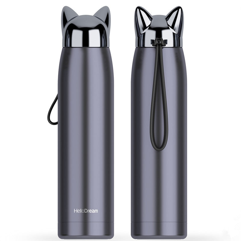 stain resistant Steel Vacuum Flasks  dual Wall Thermos Bottle  320 milli litres
 adorable Cat Fox Ear heating Coffee Tea Milk journey
 Mug